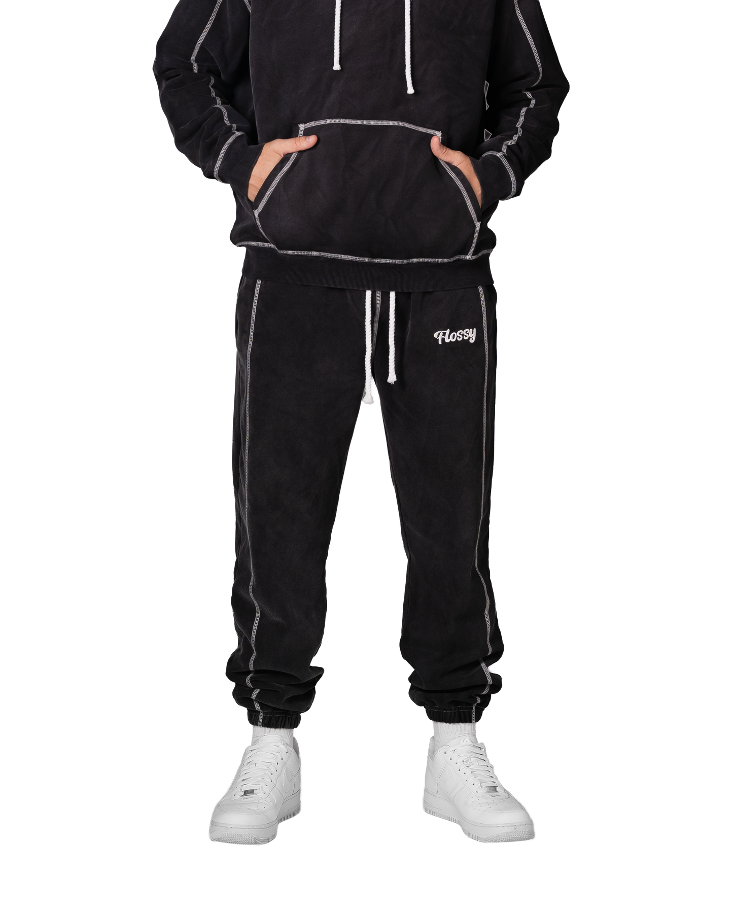 Black Acid-Wash Sweatpants