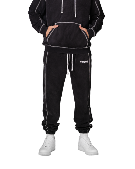 Black Acid-Wash Sweatpants