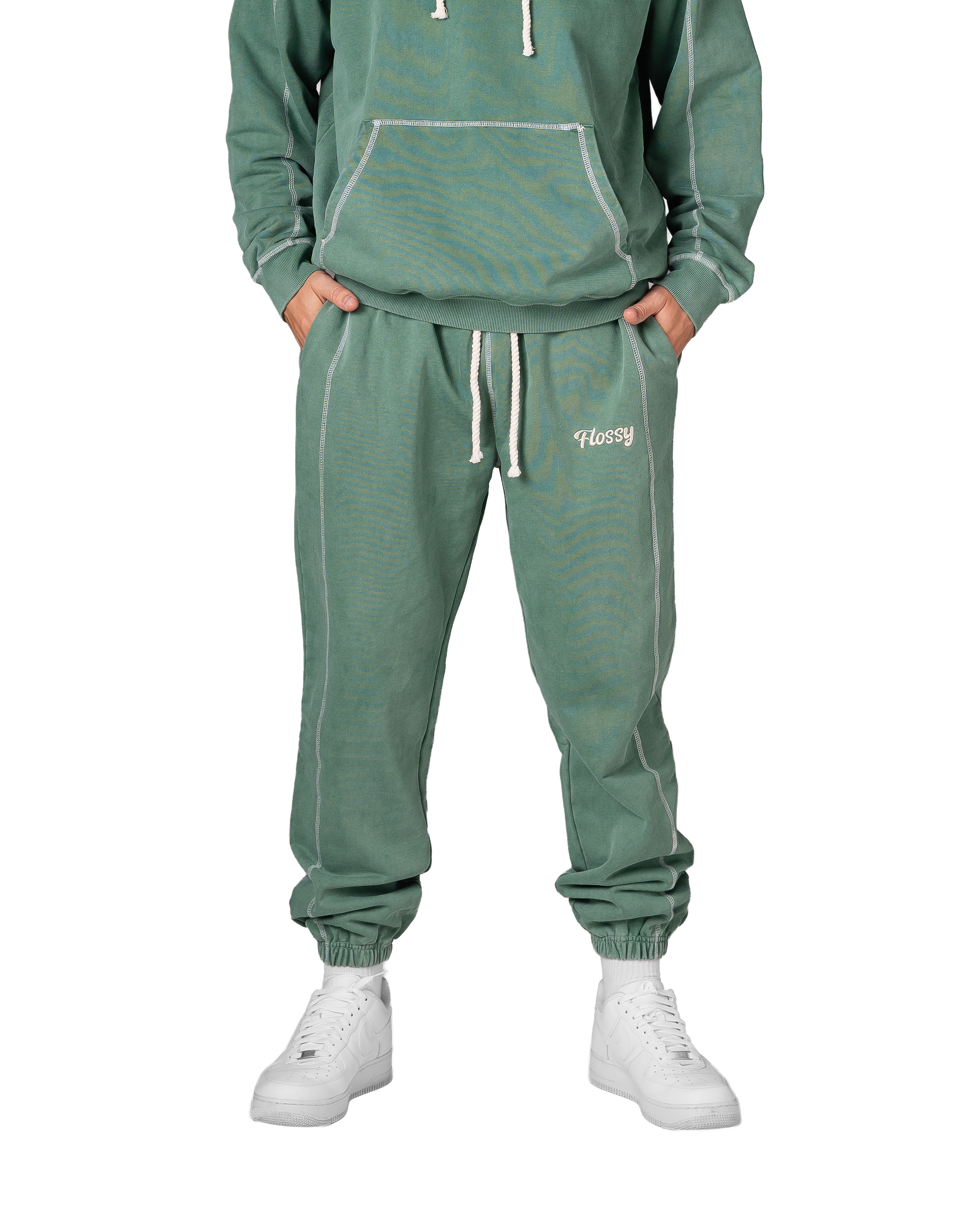 Green Acid-Wash Sweatpants