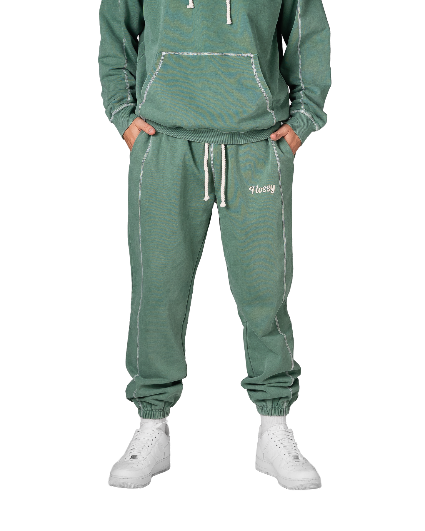 Green Acid-Wash Sweatpants