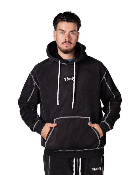 Black Acid-Wash Hoodie