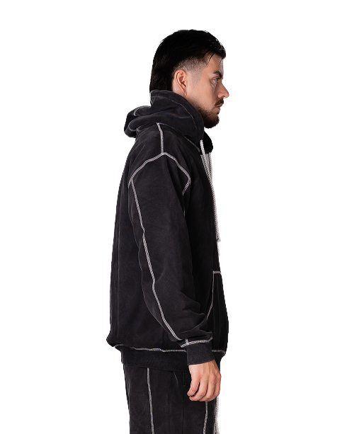 Black Acid-Wash Hoodie