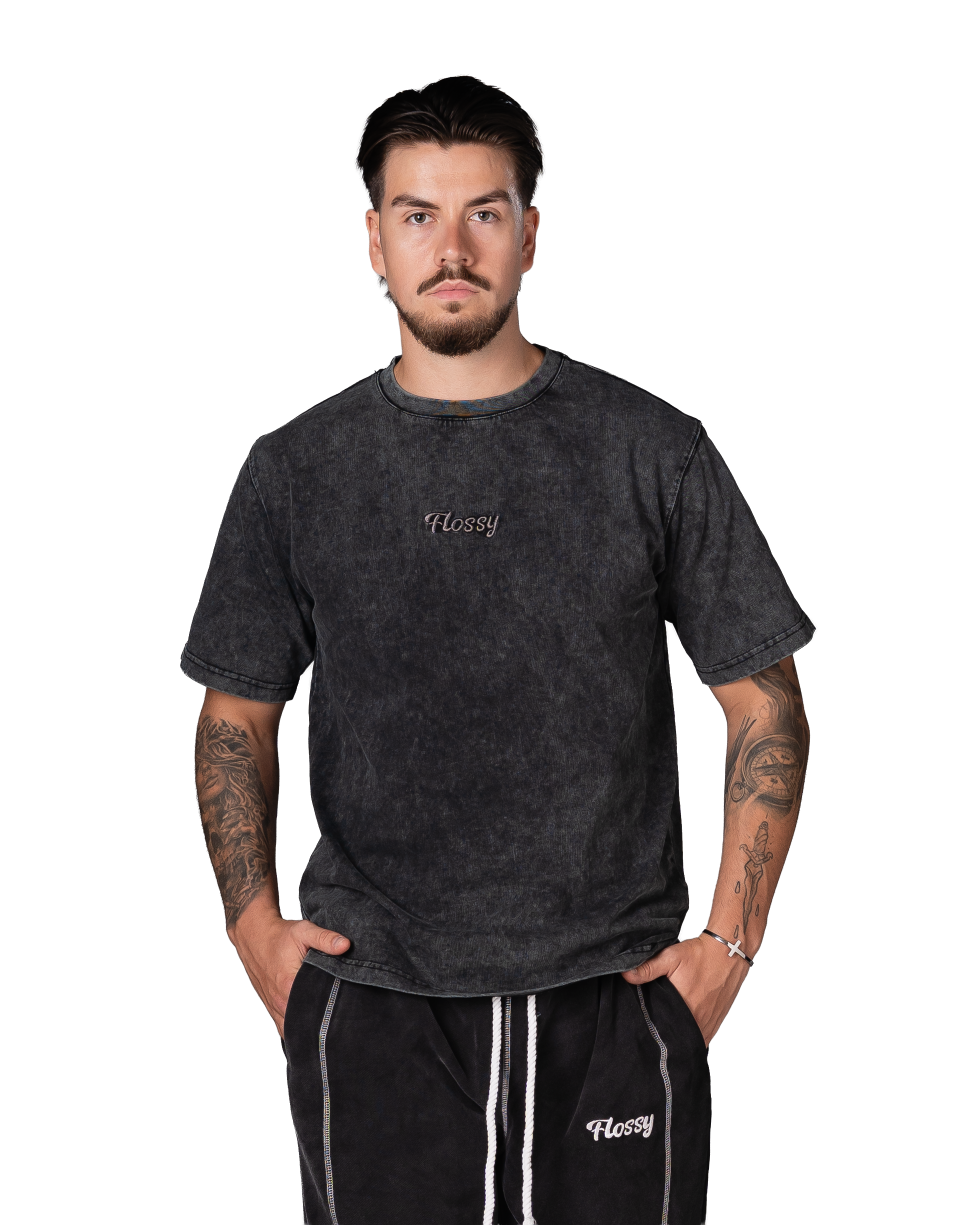 Black Acid-Wash Tee